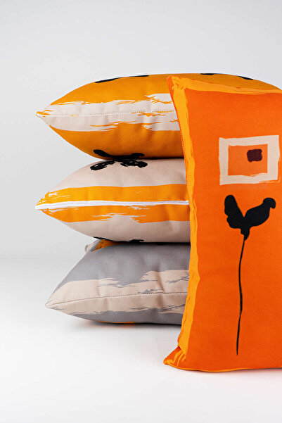 Cango Home Double Sided Brown Bohemian Leaf Patterned 4-Piece Digital Printed Throw Pillow Cover Set 4kmbs138-ct