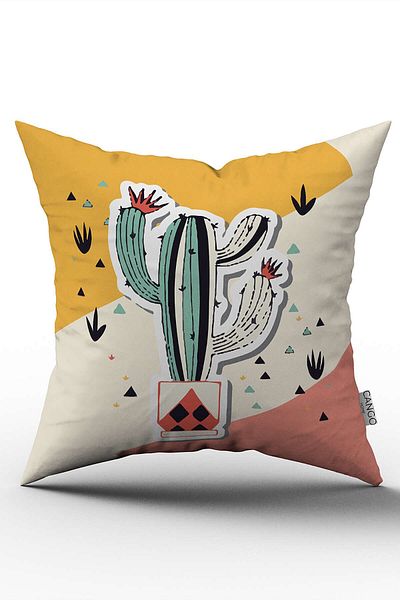 Cango Home Față de pernă decorativă cu model de cactus, portocaliu, roz, imprimată digitală, Cgh738