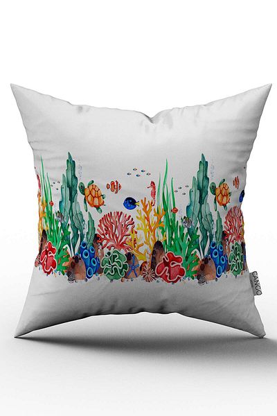 Cango Home Husă de pernă cu două fețe, albă, multicoloră, cu imprimare digitală pentru submarin marin - Otyk748-ct