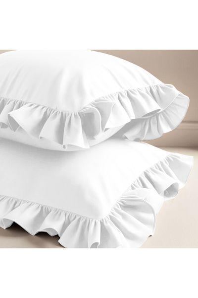 Sabia 100% Cotton Organic 62 String Okotex Certified 50X60 cm Ruffled Pillow Case Set