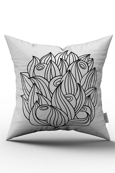 Cango Home Husă de pernă cu model floral alb negru cu imprimare digitală - Otyk464