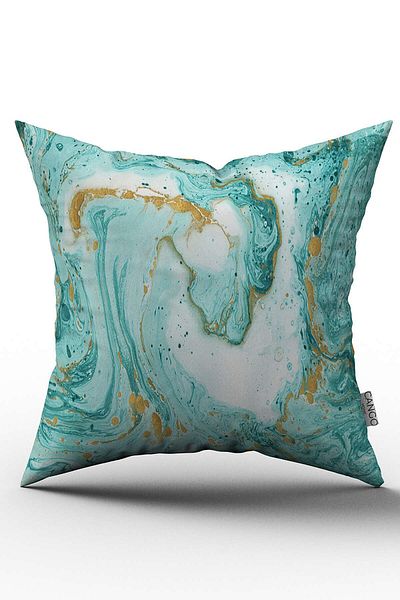 Cango Home Față de pernă cu două fețe, albastru, alb, abstract, cu model modern, imprimată digitală - Otyk012-ct