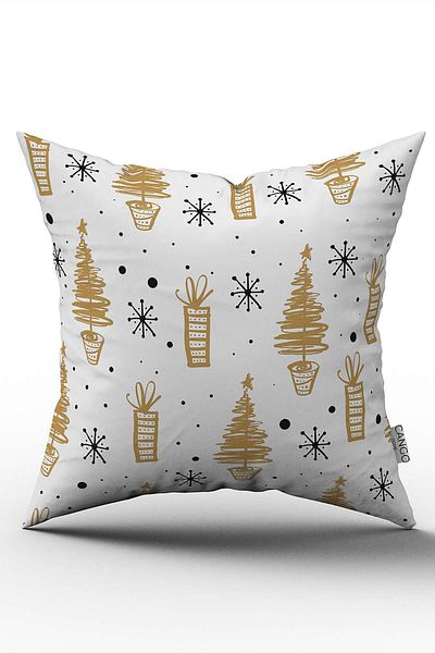 Cango Home Black Yellow Christmas Themed Digital Printed Throw Pillow Cover Cgh853