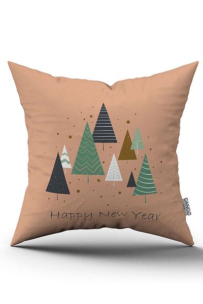 Cango Home Pink Green Christmas Themed Digital Printed Throw Pillow Cover Cgh869