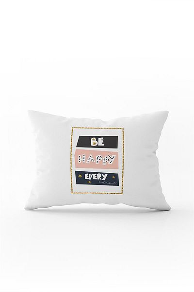 Cango Home Alb Roz Be Happy Every Written Imprimare digitală Husă de pernă pentru pernă - Cgh449-3550 Imprimare față-verso