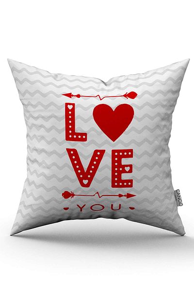 Cango Home Red Gray Modern Valentine's Day Themed Digital Printed Throw Pillow Cover Cgh973