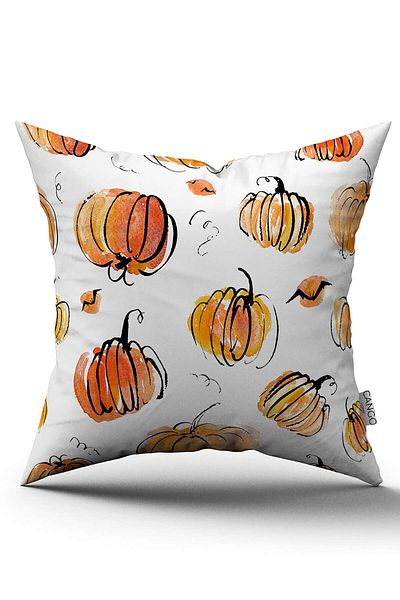 Cango Home Orange Halloween Pumpkin Patterned Digital Printed Throw Pillow Cover Cgh753