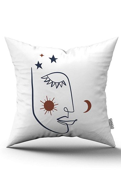 Cango Home Brown Navy Blue Ethnic Bohemian Patterned Digital Printed Throw Pillow Cover Cgh785