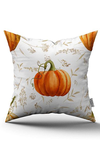 Cango Home Orange Halloween Pumpkin Patterned Digital Printed Throw Pillow Cover Cgh749