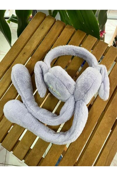 EyER Shoping Căști de pluș Elsa cu urechi care se mișcă, cu sunet, coroană violet