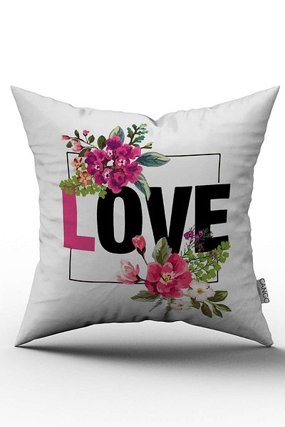 Cango Home Husă de pernă albă neagră cu model floral cu imprimeu digital - Otyk513