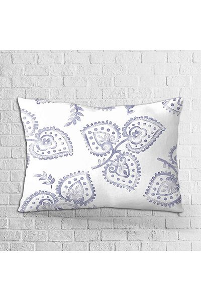 Cango Home Față de pernă cu două fețe, 35x50, albastru, alb, cu model de frunze decorative, imprimată digitală - Otyk075-3550