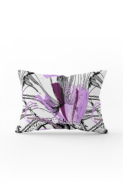 Cango Home Față de pernă cu două fețe 35x50, alb, violet, abstract, floral, pentru pernă - Cgh230-3550