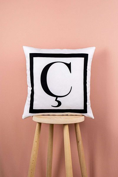 Cango Home Black and White Letter Digital Printed Dirty Case Letter C