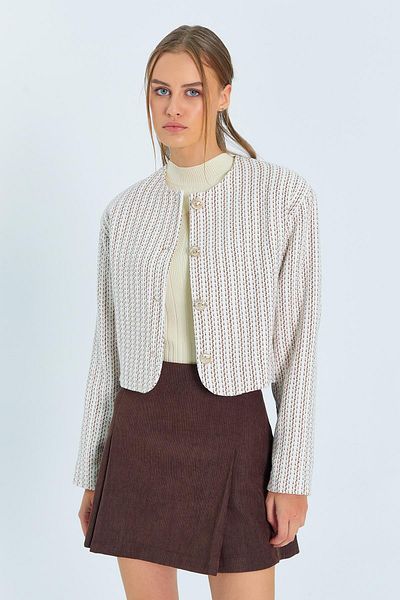 Mixray 3622 Model Natural Color Jachetă de damă din tweed
