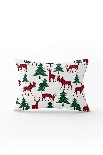 Cango Home Red Green Christmas Themed Plaid Patterned Digital Printed Throw Pillow Cover Cgh792-3550 Double Sided Ba