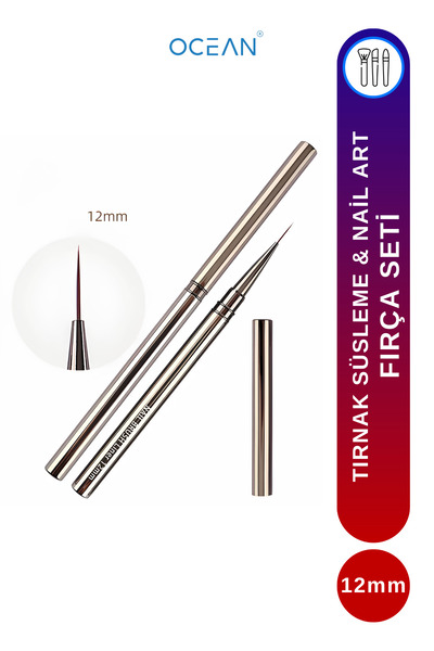 Ocean Tırnak Desen Fırçası Kapaklı Profesyonel Tırnak Nail Art Fırçası 9/12/18mm