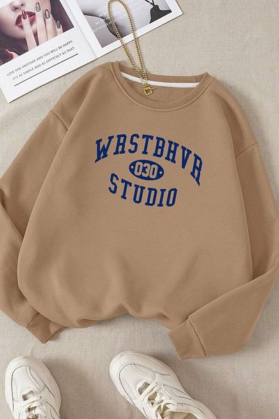 Moda Glo Унисекс Wrstbhvb Памучен суичър с кръгла яка