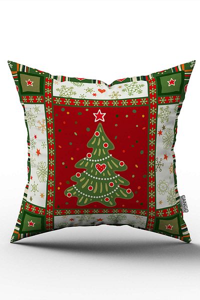 Cango Home Red Green Christmas Themed Digital Printed Throw Pillow Cover Cgh801
