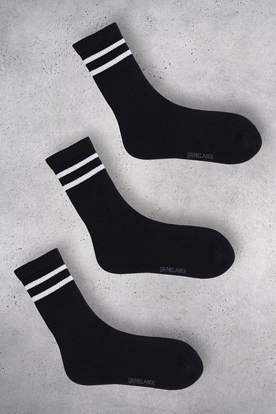 GRIMELANGE Disa Women's Organic Cotton 3 Pack Black Socks