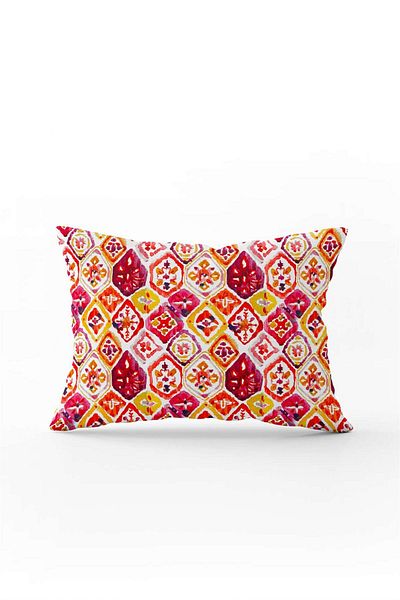 Cango Home Față de pernă cu două fețe 35x50 alb roșu etnic boem - Cgh239-3550