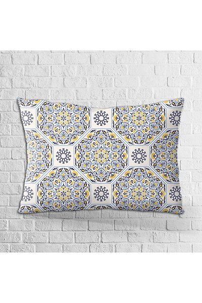 Cango Home Față de pernă cu două fețe 35x50 bleumarin, galben, retro, model vintage, imprimată digitală - Otyk031-3550