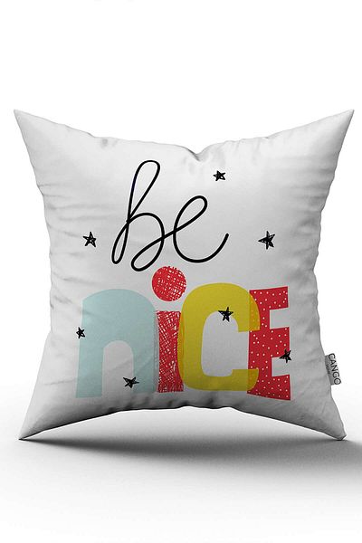 Cango Home White Black Be Nice Written Modern Digital Printing Throw Pillow Pillow Case - Cgh387