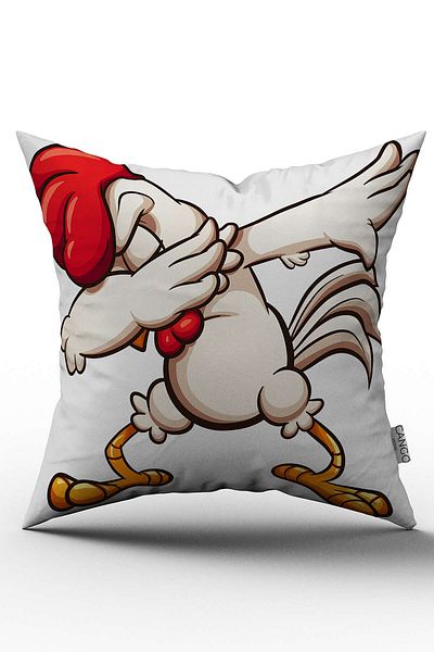 Cango Home Double Sided Red White Funny Chicken Pattern Digital Printed Children's Throw Pillow Pillow Case - Chcck14