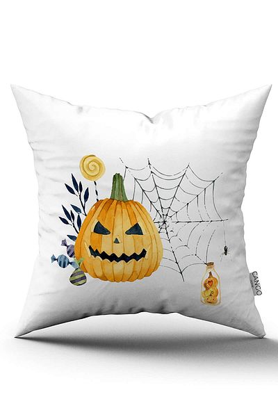 Cango Home Orange Halloween Pumpkin Patterned Digital Printed Throw Pillow Cover Cgh741