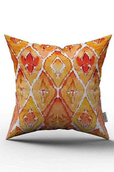 Cango Home Față de pernă decorativă abstractă, albă, portocalie, cu două fețe - Cgh155-ct