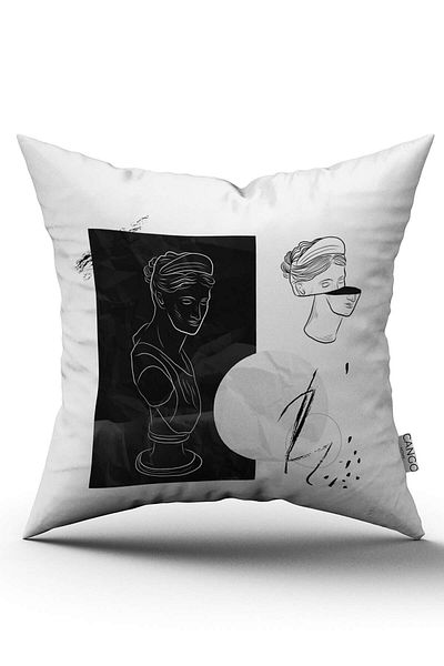 Cango Home Alb Negru Modern Sculpture Figure Digital Printed Arunca Husa de Perna Cgh549