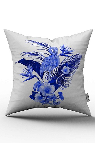 Cango Home Husă de pernă cu două fețe, cu model de flamingo tropical și pene, imprimată digital - Otyk497-ct