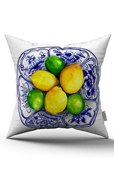 Cango Home Husă de pernă cu model galben verde lămâie imprimată digital - Oyt...