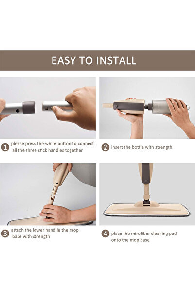 Egonex Sprey Mop Su Hazneli Pratik Temizlik Seti 4 Adet Mikrofiber Spray Mop