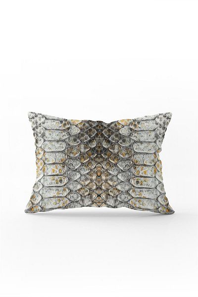 Cango Home Yellow Gray Snakeskin Patterned Digital Printing Throw Pillow Pillow Case - Cgh378-3550 Double Sided Printed