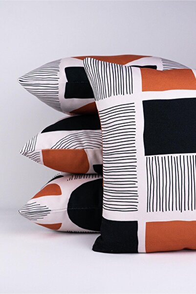 Cango Home Double Sided Brown Black Bohemian Scandinavian Patterned 4-Piece Digital Printed Throw Pillow Cover Set 4kmb