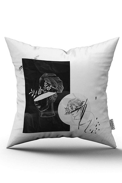 Cango Home Alb Negru Modern Sculpture Figure Digital Printed Arunca Husa de Perna Cgh547