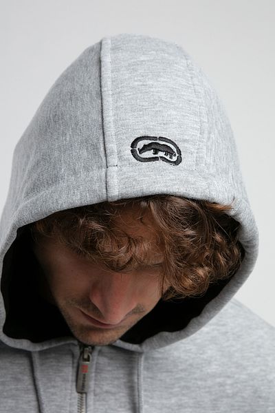 ECKO UNLTD Maiden Gray Hooded Embroidered Standard Fit Men's Sweatshirt