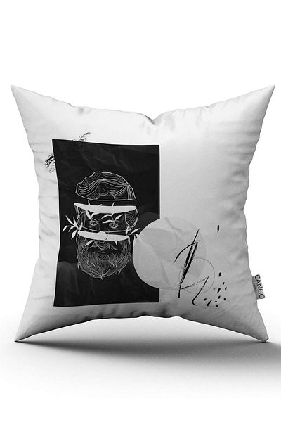 Cango Home Alb Negru Modern Sculpture Figure Digital Printed Arunca Husa de Perna Cgh550