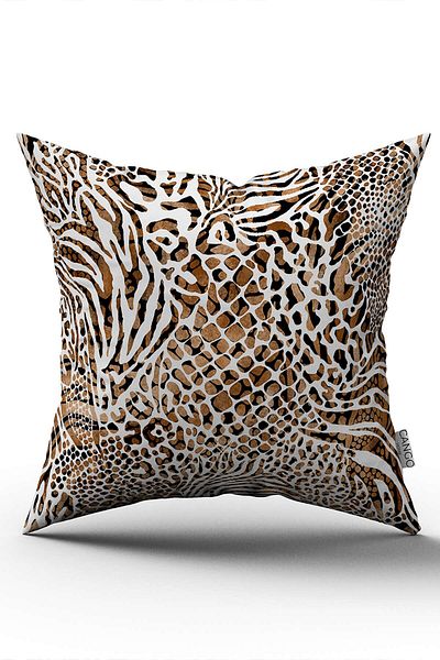 Cango Home Double Sided Brown White Leopard And Zebra Pattern Digital Printing Throw Pillow Pillow Case - Cgh346-c