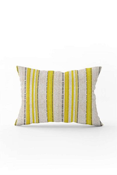 Cango Home Yellow Cream Ethnic Striped Patterned Digital Printed Throw Pillow Cover Cgh942-3550 Double Sided Printed