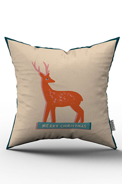 Cango Home Turuncu Yılbaşı Temalı Kırlent Yastık Kılıfı - Cgh215