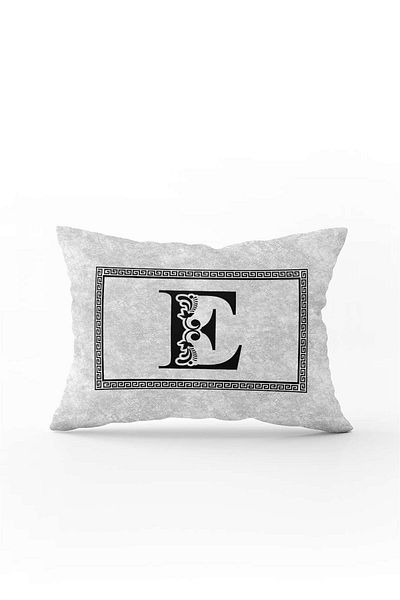 Cango Home Gray Black Letter Double Sided Digital Printed Throw Pillow Cover Letter E