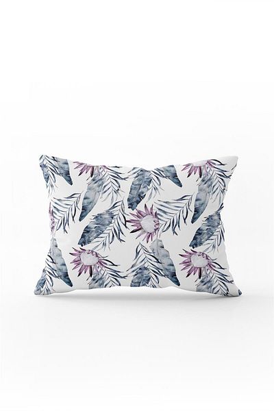 Cango Home Husă de pernă cu model tropical alb violet - Cgh345-3550 imprimată pe două fețe