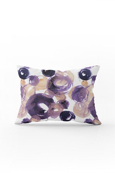 Cango Home Față de pernă cu două fețe 35x50 violet alb geometric abstract - Cgh234-3550