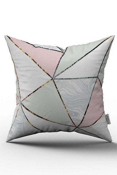 Cango Home Husă de pernă cu imprimare digitală cu model geometric decorativ alb gri - Ylms107