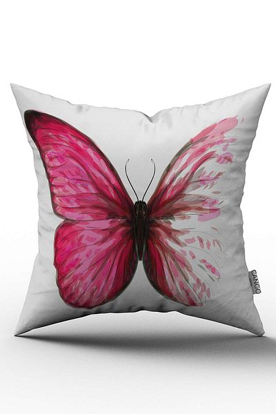 Cango Home Husă de pernă cu model de fluture roz, imprimată digitală - Otyk567