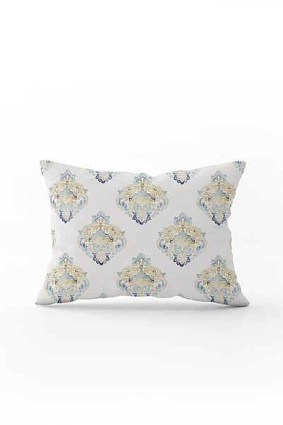 Cango Home Yellow Blue Damask Patterned Digital Printing Throw Pillow Pillow Case - Cgh497-3550 Double Sided Printed