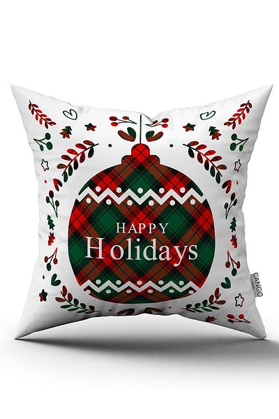Cango Home Red Green Plaid Patterned Christmas Themed Digital Printed Throw Pillow Cover Cgh911