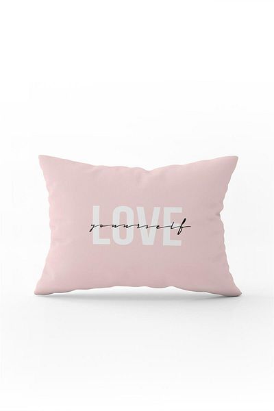 Cango Home Husă de pernă cu imprimare digitală, roz, negru, modern Love Yourself - Cgh335-3550 imprimată pe două fețe